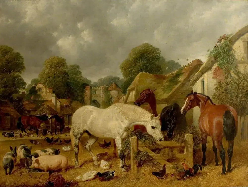 Chevaux dans un enclos - John Frederick Herring, Sr. image 1 reproduction de peinture à l’huile
