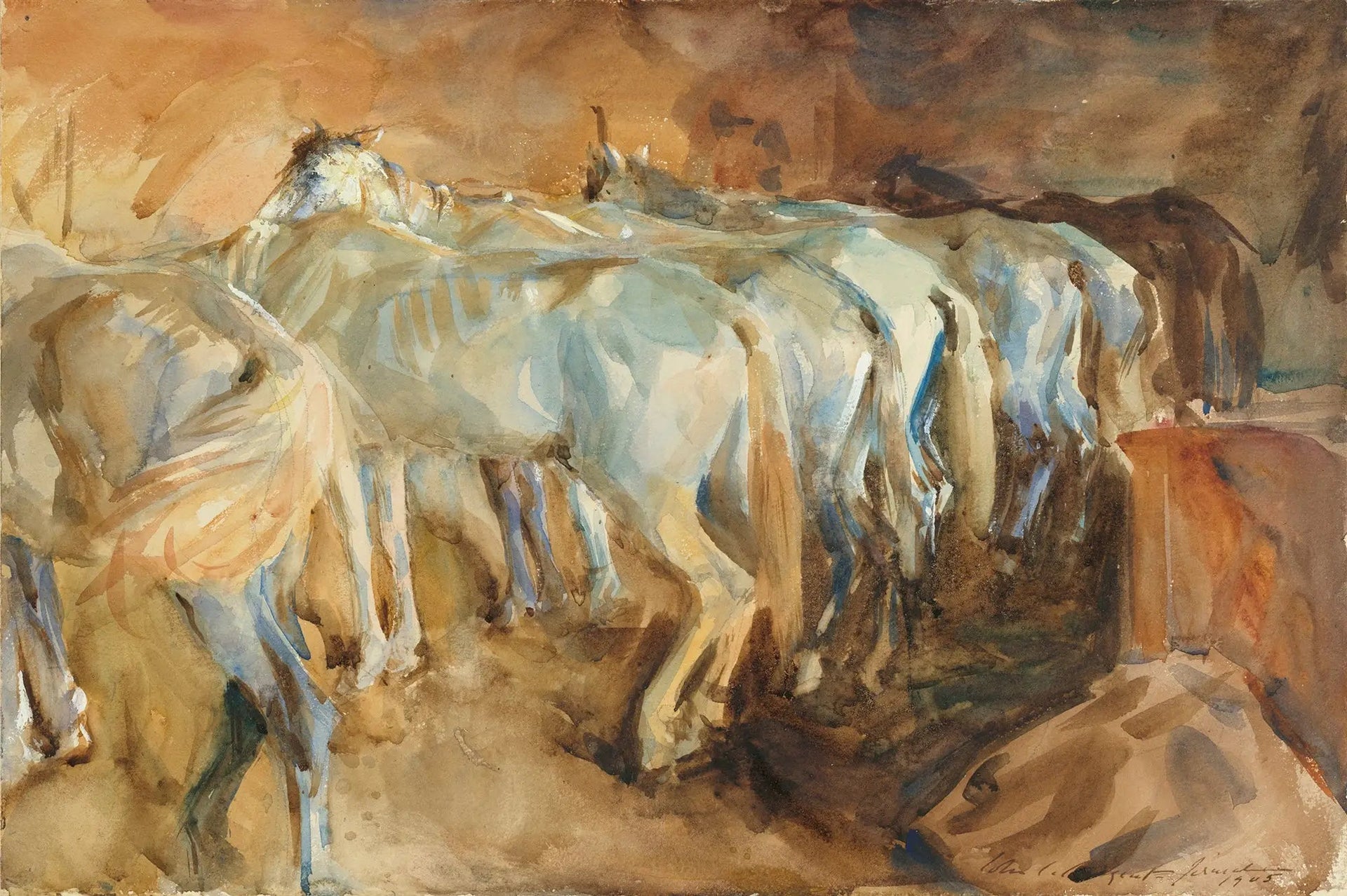 Chevaux de bus à Jérusalem - John Singer Sargent image 1 reproduction réalisée par Alpha Reproduction