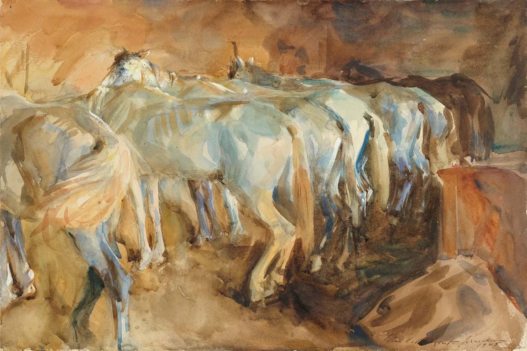 Chevaux de bus à Jérusalem - John Singer Sargent image 1 reproduction réalisée par Alpha Reproduction