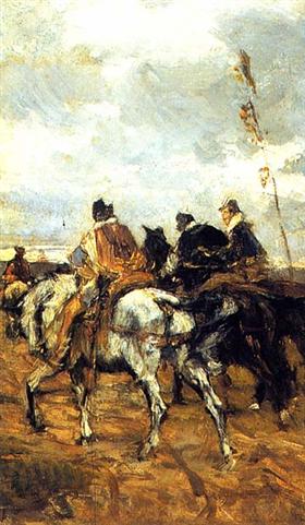 Chevaux et chevaliers - Giovanni Boldini image 1 reproduction réalisée par Alpha Reproduction