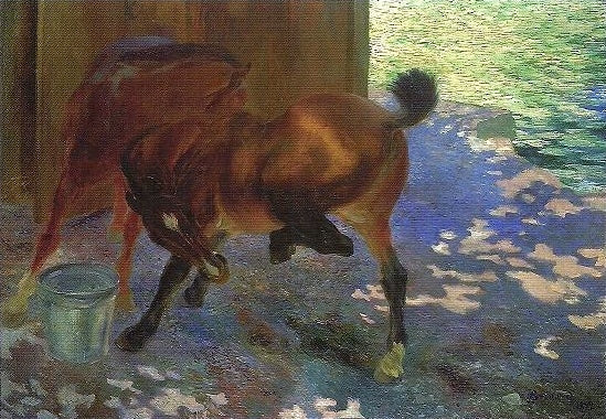 Chevaux piqués par des mouches. - Albert Besnard image 1 reproduction de peinture à l’huile