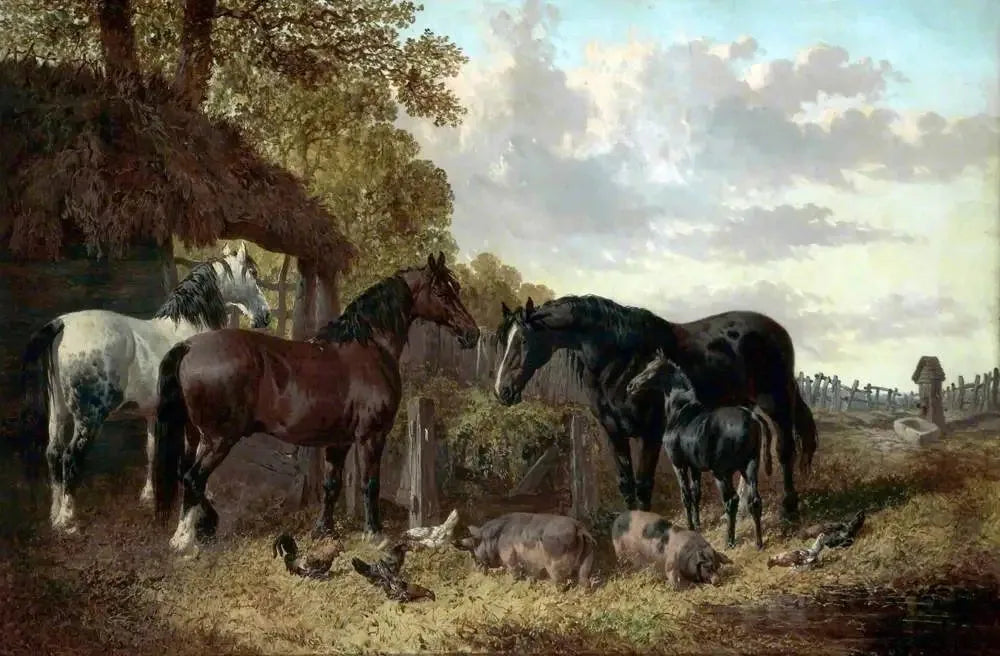 Chevaux, porcs et volailles - John Frederick Herring, Sr. image 1 copie de tableau peinte à la main