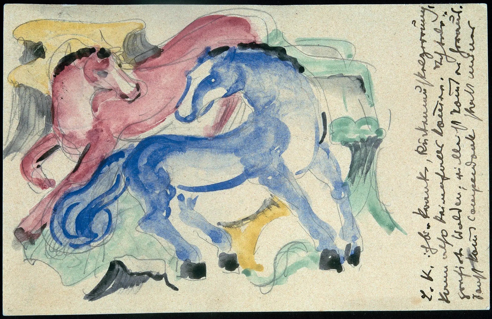 Chevaux rouges et bleus - Franz Marc image 1 copie de tableau peinte à la main
