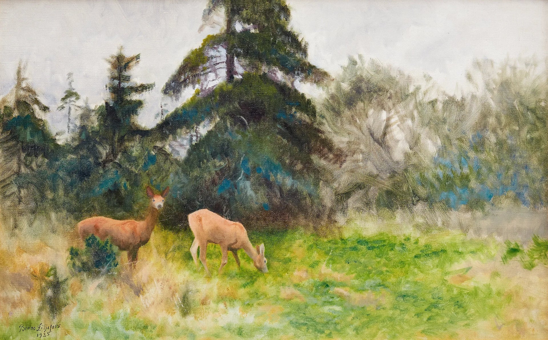 Chevreuil dans la verdure estivale - Bruno Liljefors image 1 tableau peint à l’huile sur toile