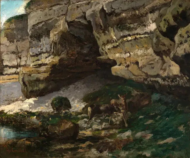 Chevreuils à la source - Gustave Courbet image 1 reproduction réalisée par Alpha Reproduction