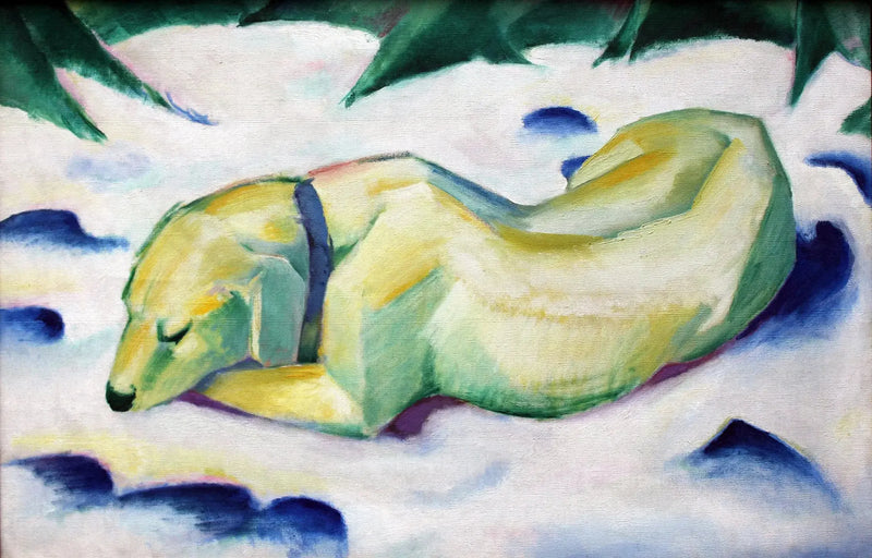 Chien couché dans la neige - Franz Marc