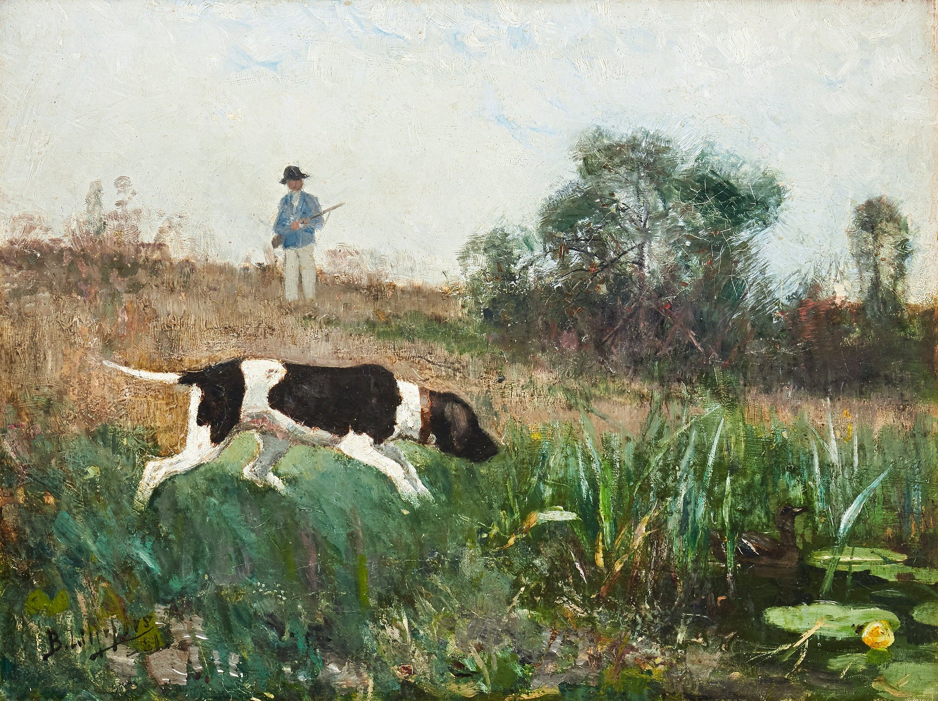 Chien de chasse - Bruno Liljefors image 1 copie peinte à la main à l’huile