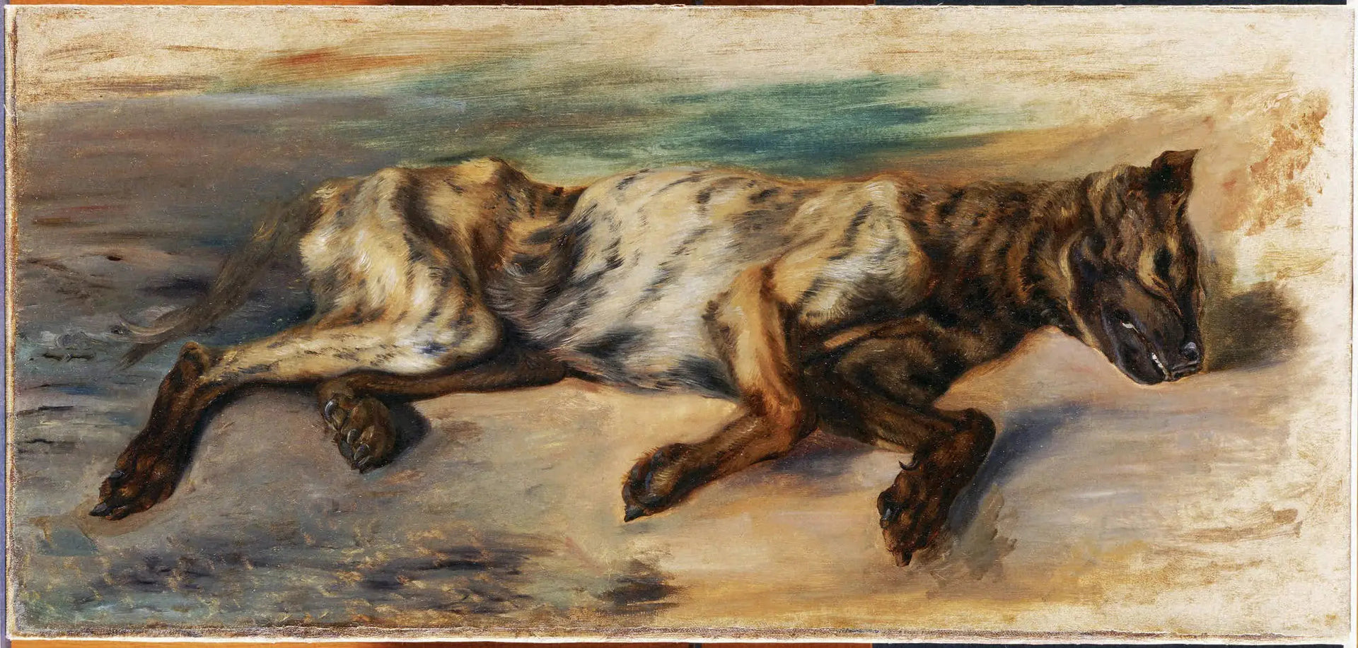 Chien mort - Eugène Delacroix image 2 tableau peint à l’huile sur toile