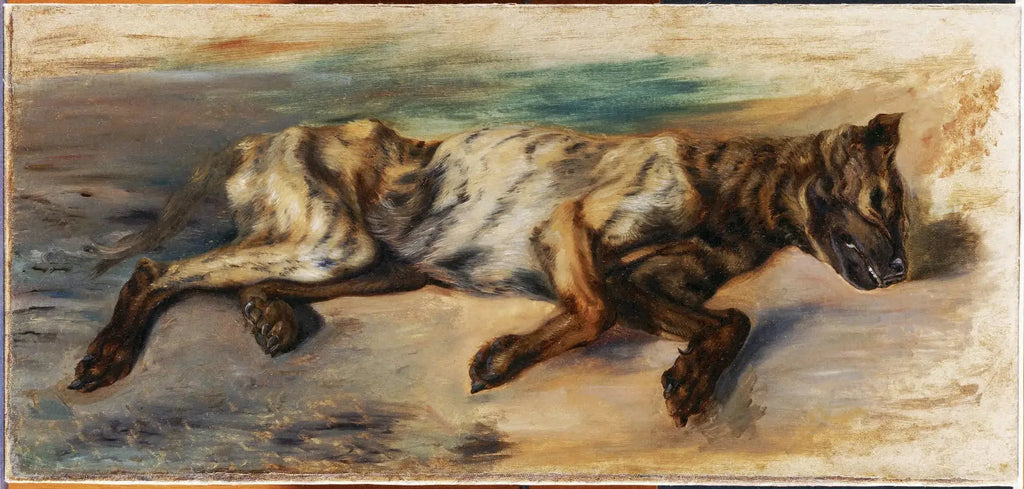 Chien mort - Eugène Delacroix image 1 copie de tableau peinte à la main