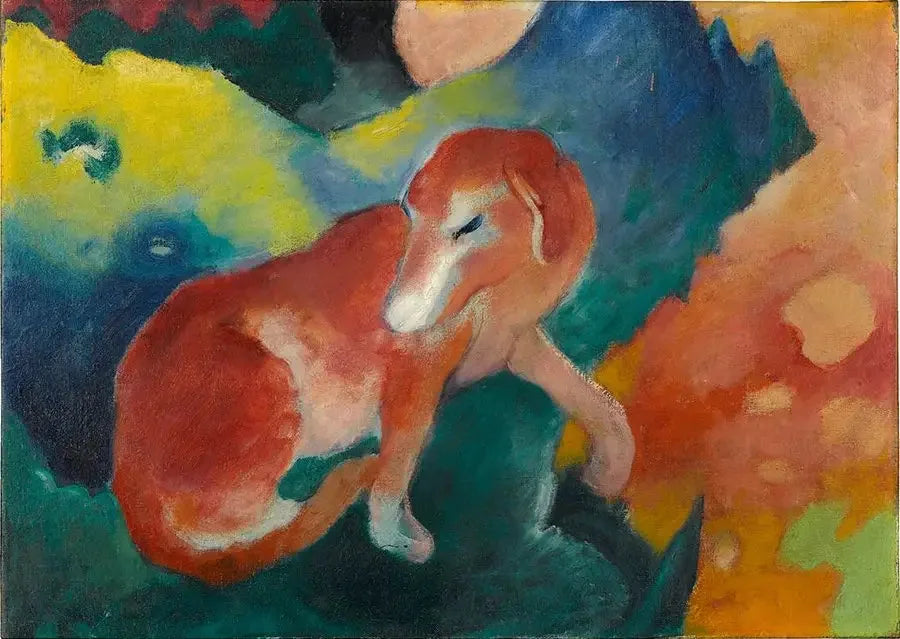 chien rouge - Franz Marc image 1 copie peinte à la main à l’huile