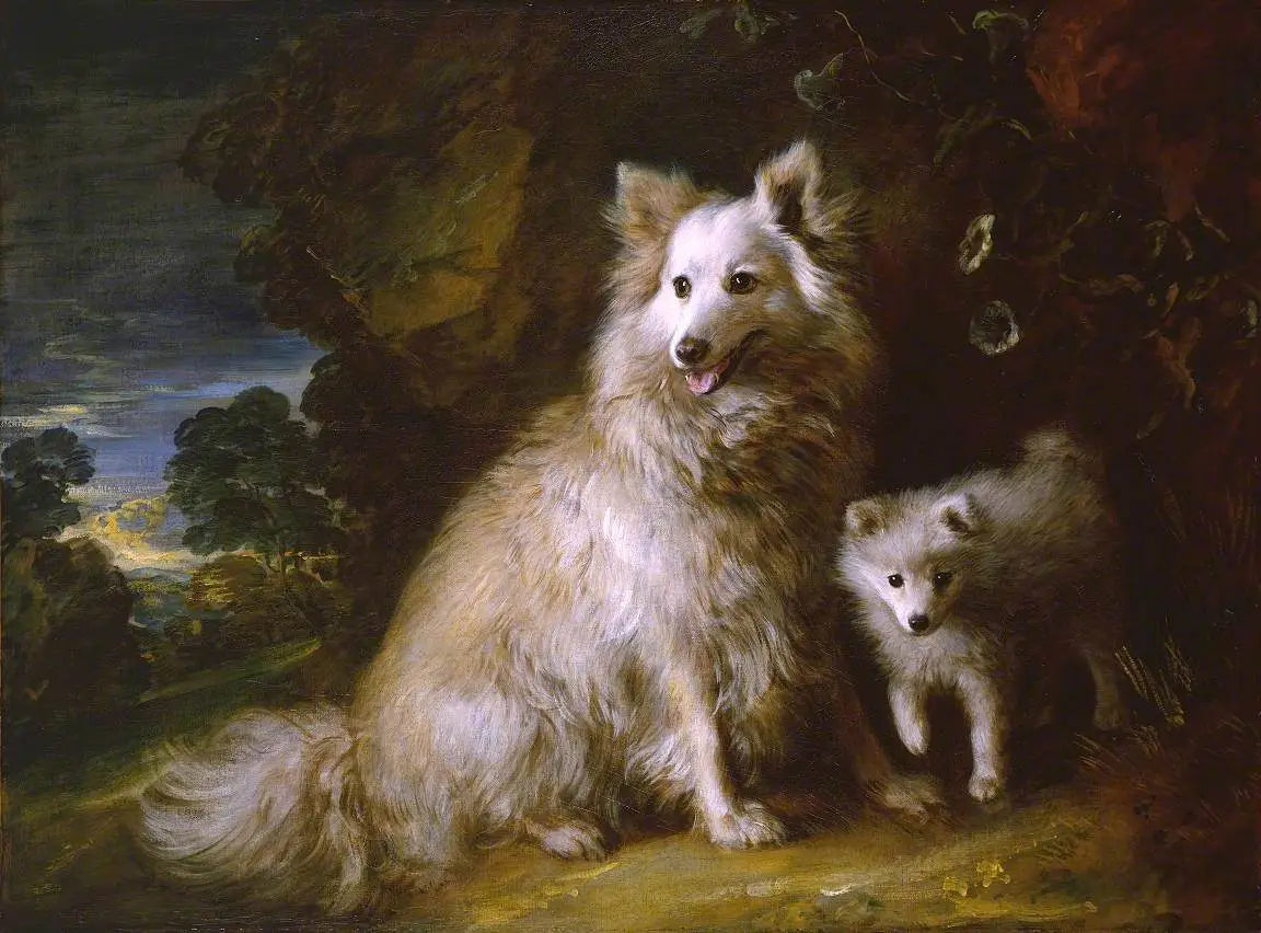 Chienne et chiot poméraniens - Thomas Gainsborough image 1 reproduction artisanale de tableau