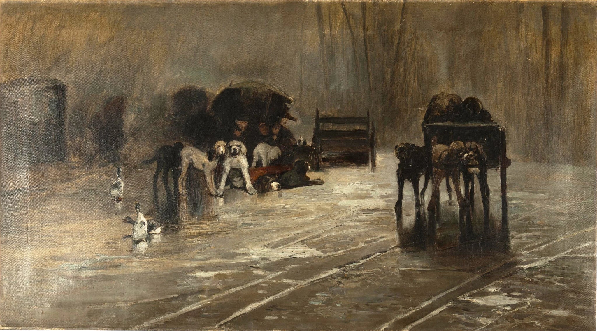 Chiens de marché (Souvenir de Hollande) - Jaime Morera y Galicia