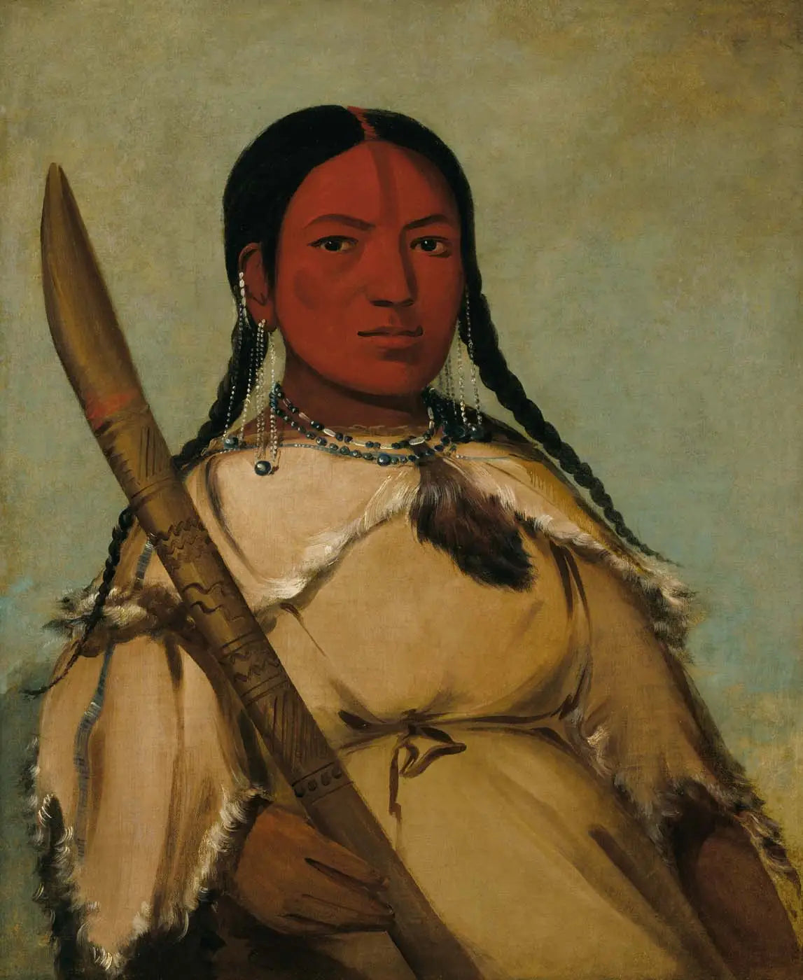 Chin-cha-pee, insecte de feu qui rampe, femme à tête d'œuf de pigeon - George Catlin image 1 reproduction d’œuvre d’art à l’huile