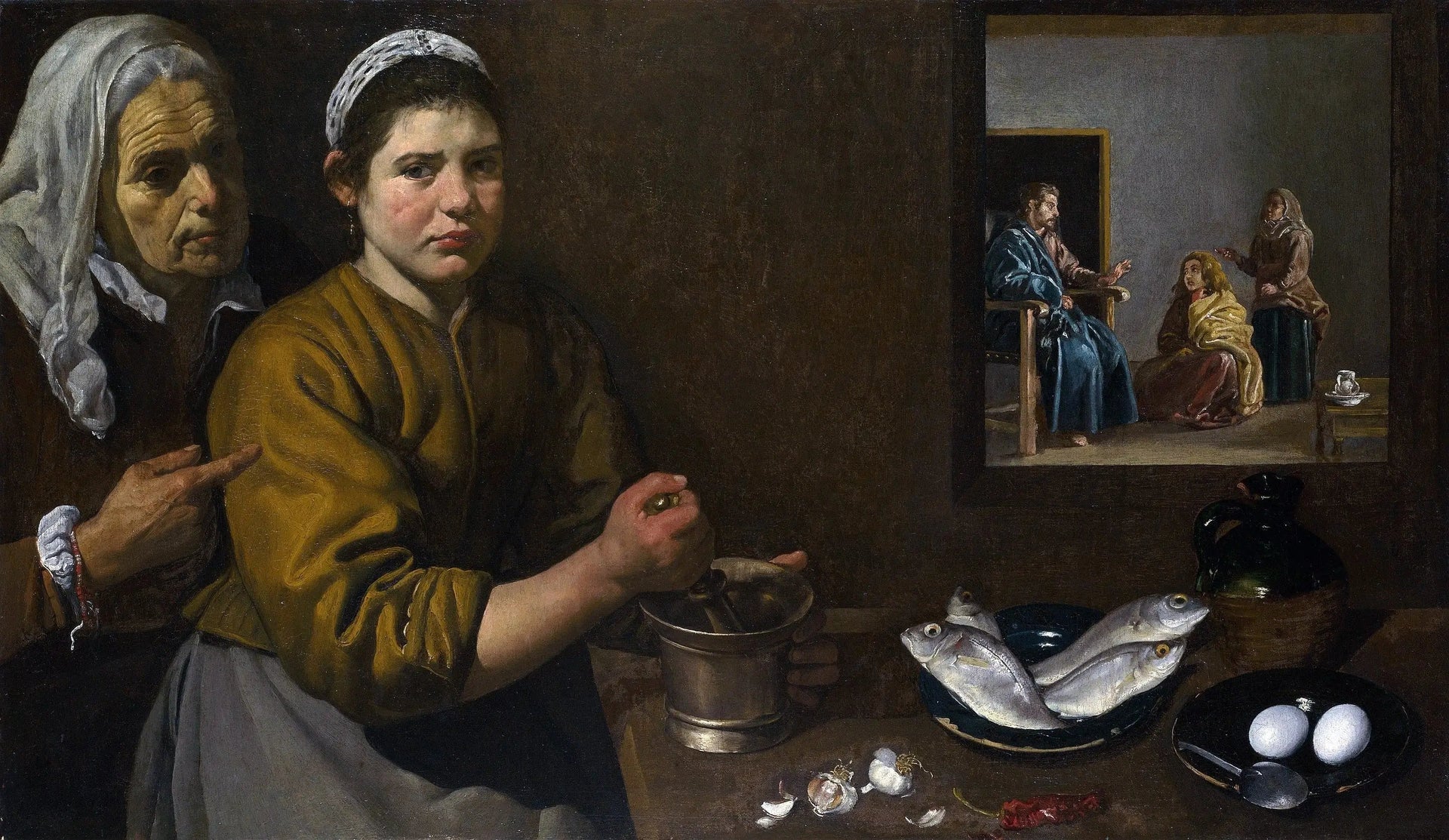 Christ dans la maison de Marthe et Marie - Diego Velázquez image 1 tableau peint à l’huile sur toile