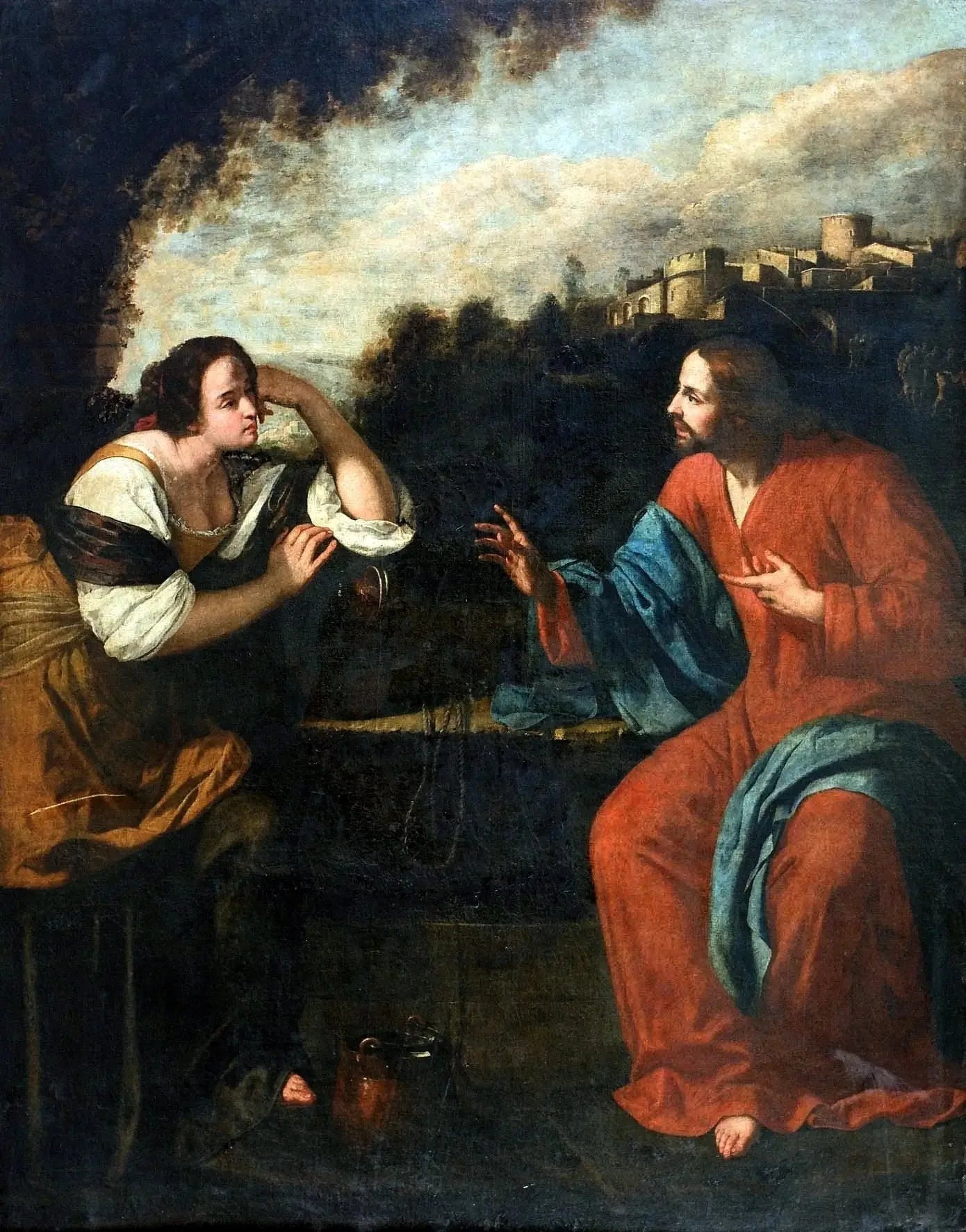 Christ et la Samaritaine au puits - Artemisia Gentileschi image 1 copie peinte à la main à l’huile