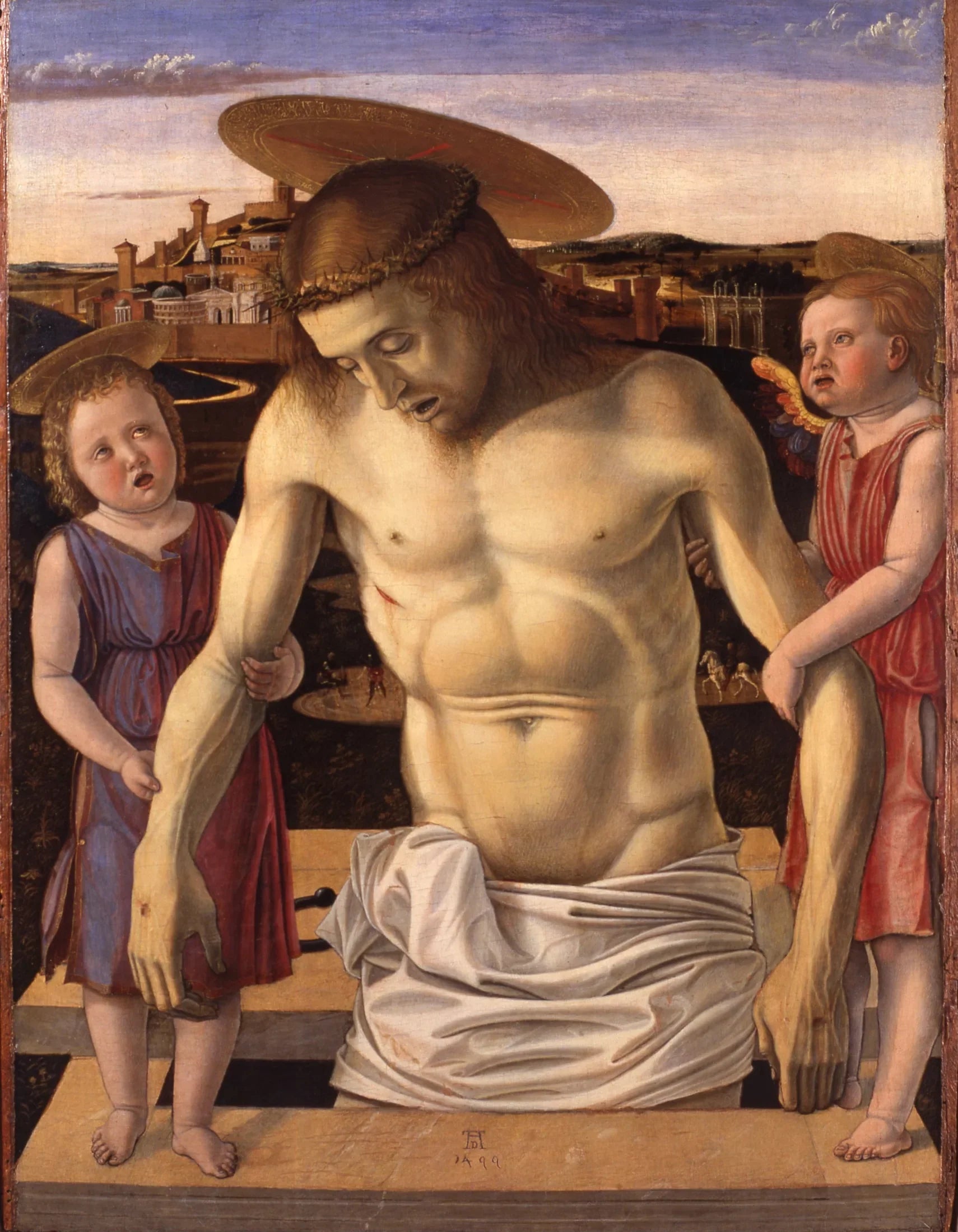 Christ mort soutenu par deux anges - Giovanni Bellini image 1 reproduction d’œuvre d’art à l’huile