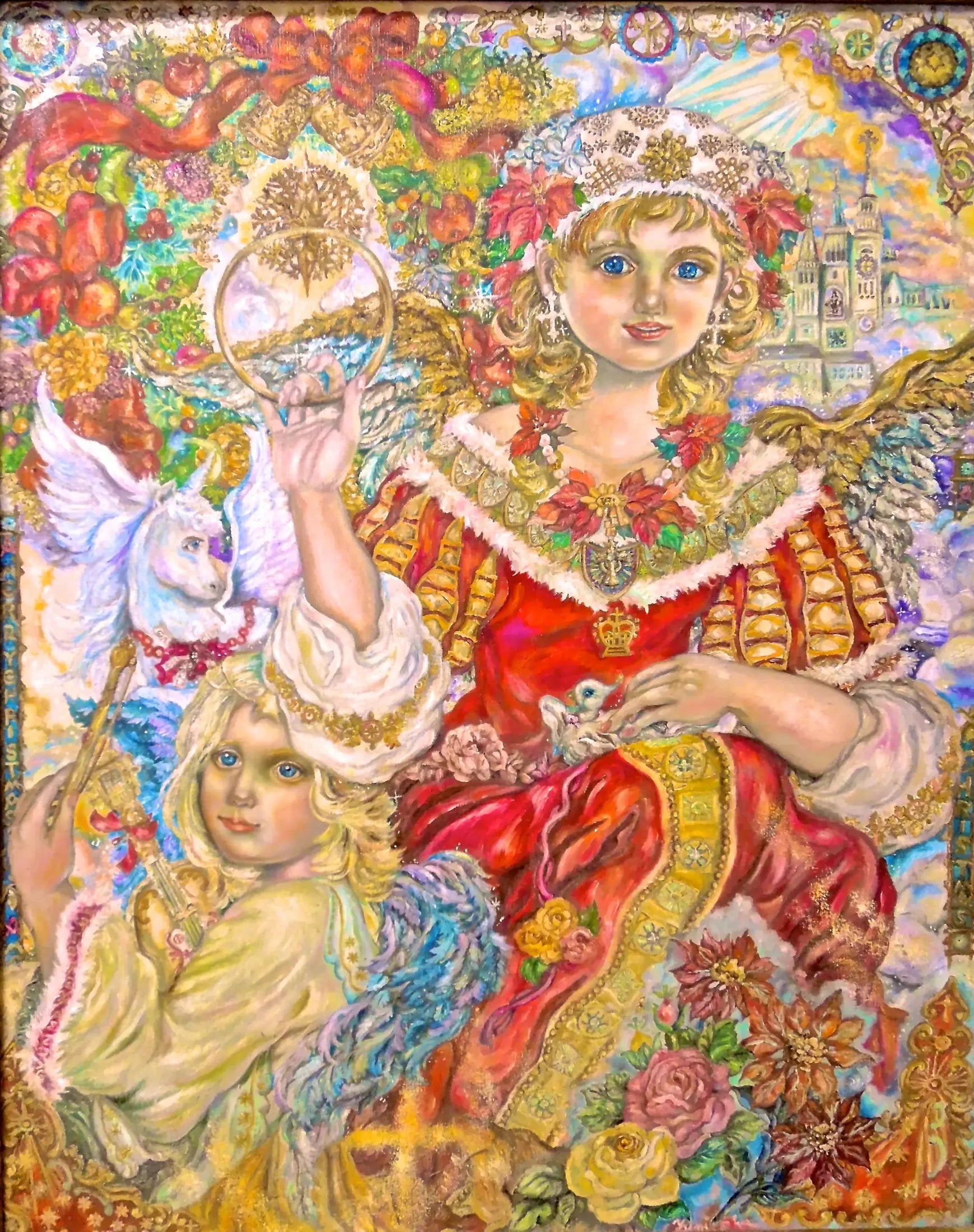 Christmas angels - Yumi Sugai image 1 tableau peint à l’huile sur toile