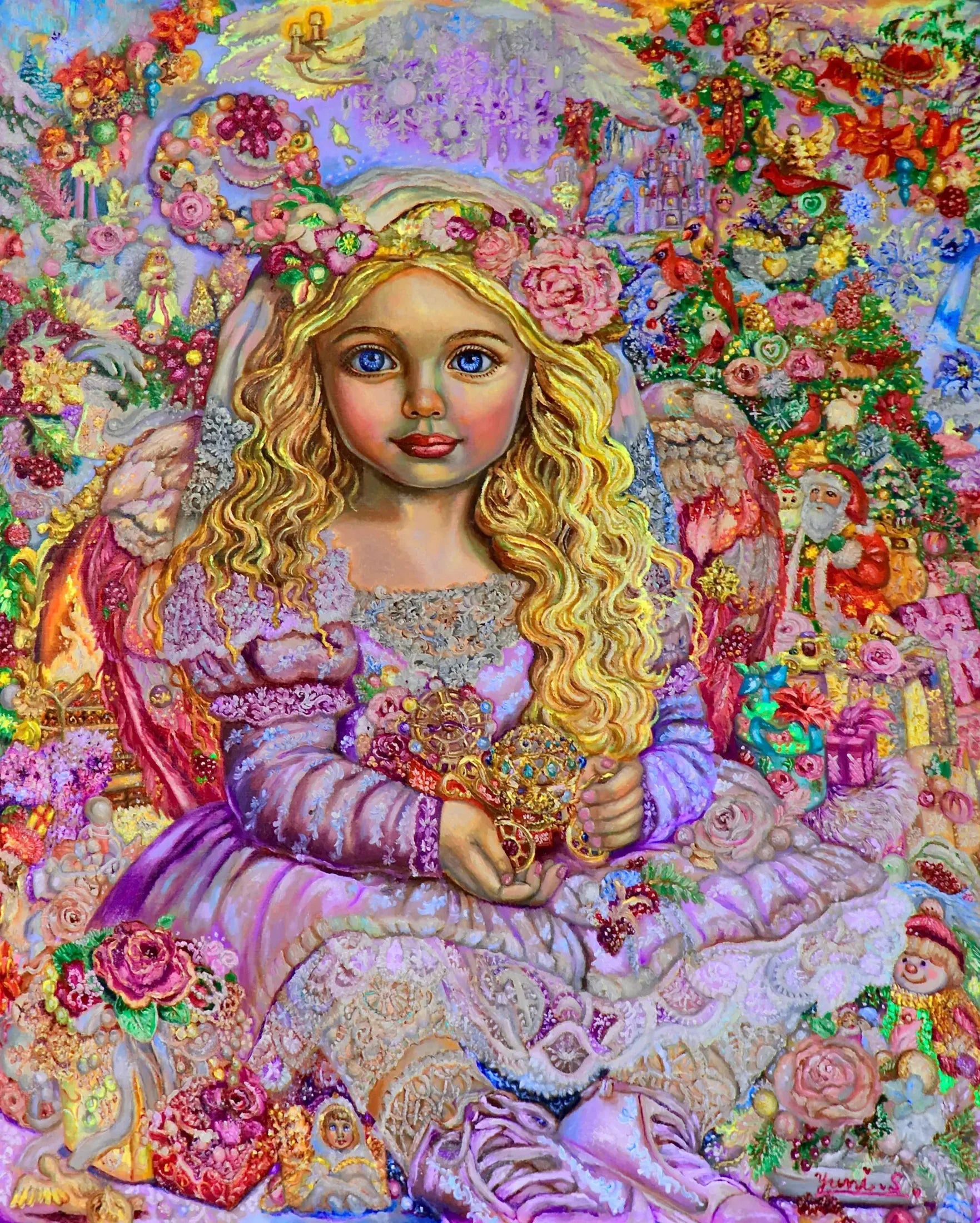Christmas present angel - Yumi Sugai image 1 tableau peint à l’huile sur toile