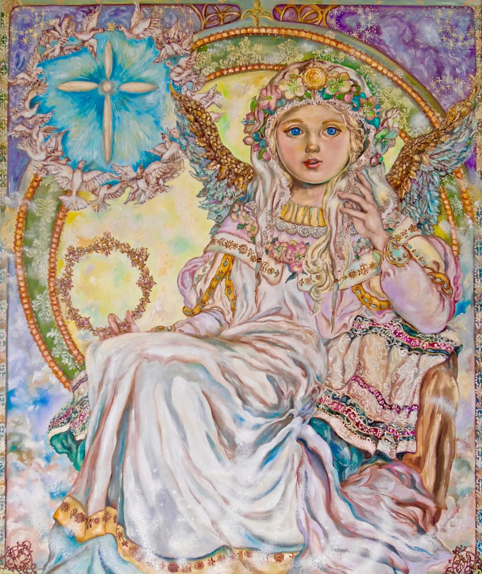 Christmas rose angel - Yumi Sugai image 1 reproduction artisanale de tableau