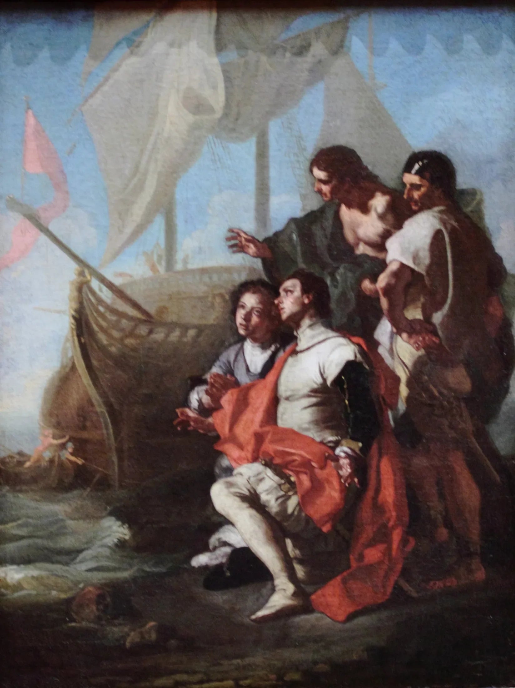 Christophe Colomb arrivant en Amérique - Francesco Solimena image 1 copie peinte à la main à l’huile