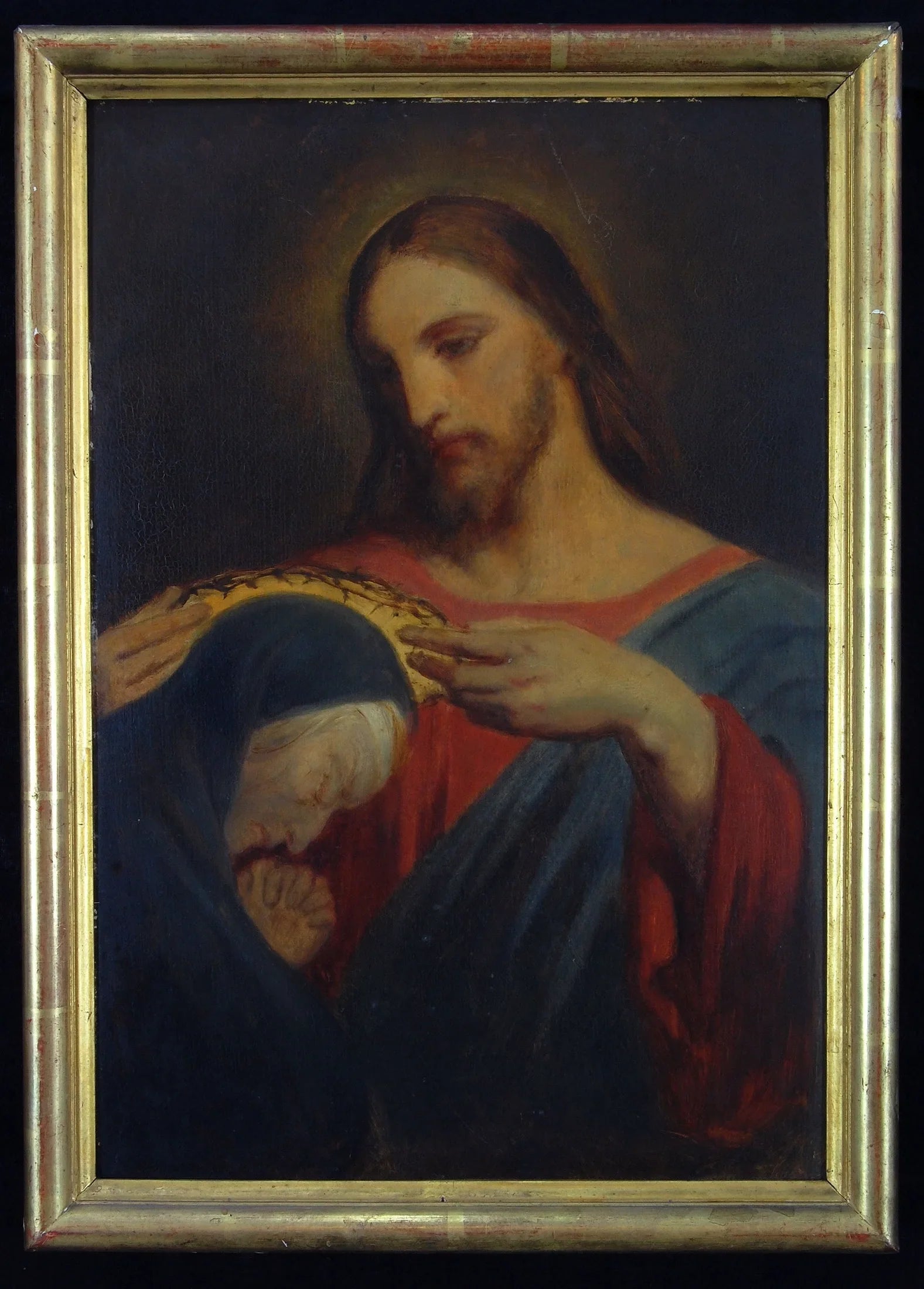 Christus plaatst de doornenkroon op het hoofd van koningin Maria Amelia - Ary Scheffer image 1 copie de tableau peinte à la main