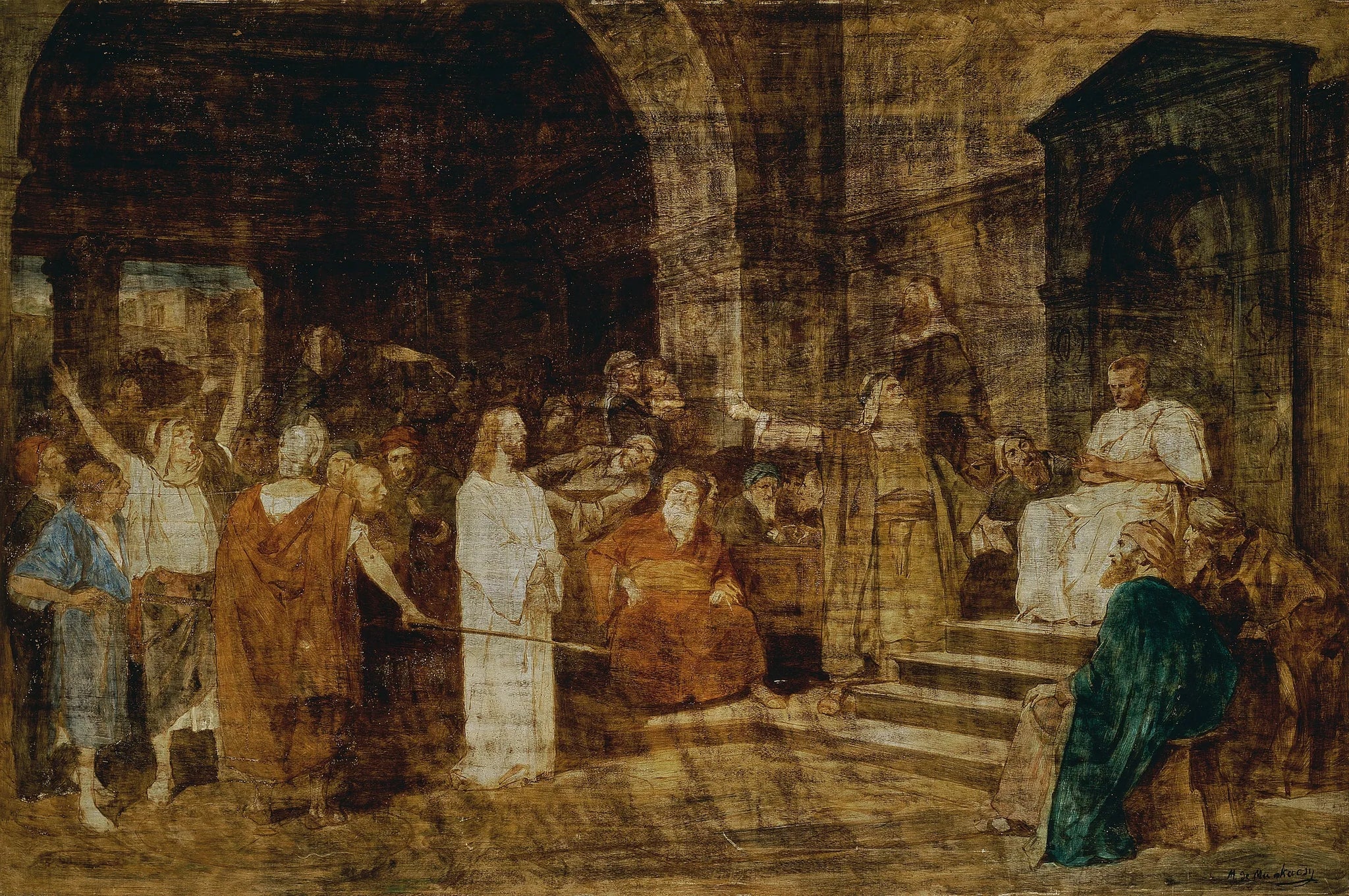 Christus vor Pilatus - Mihály Munkácsy image 1 copie de tableau peinte à la main