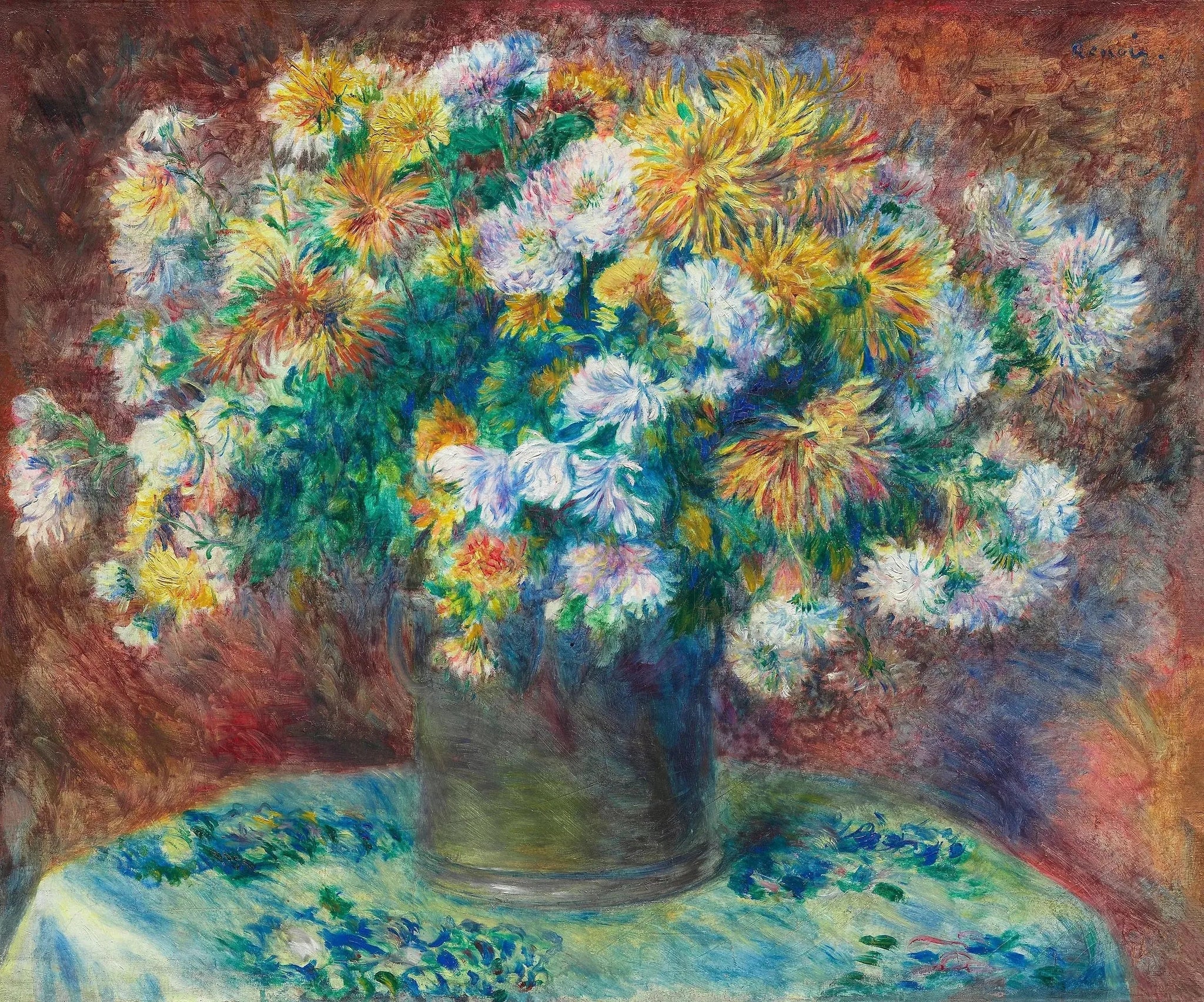 Chrysanthèmes - Pierre-Auguste Renoir image 1 copie peinte à la main à l’huile