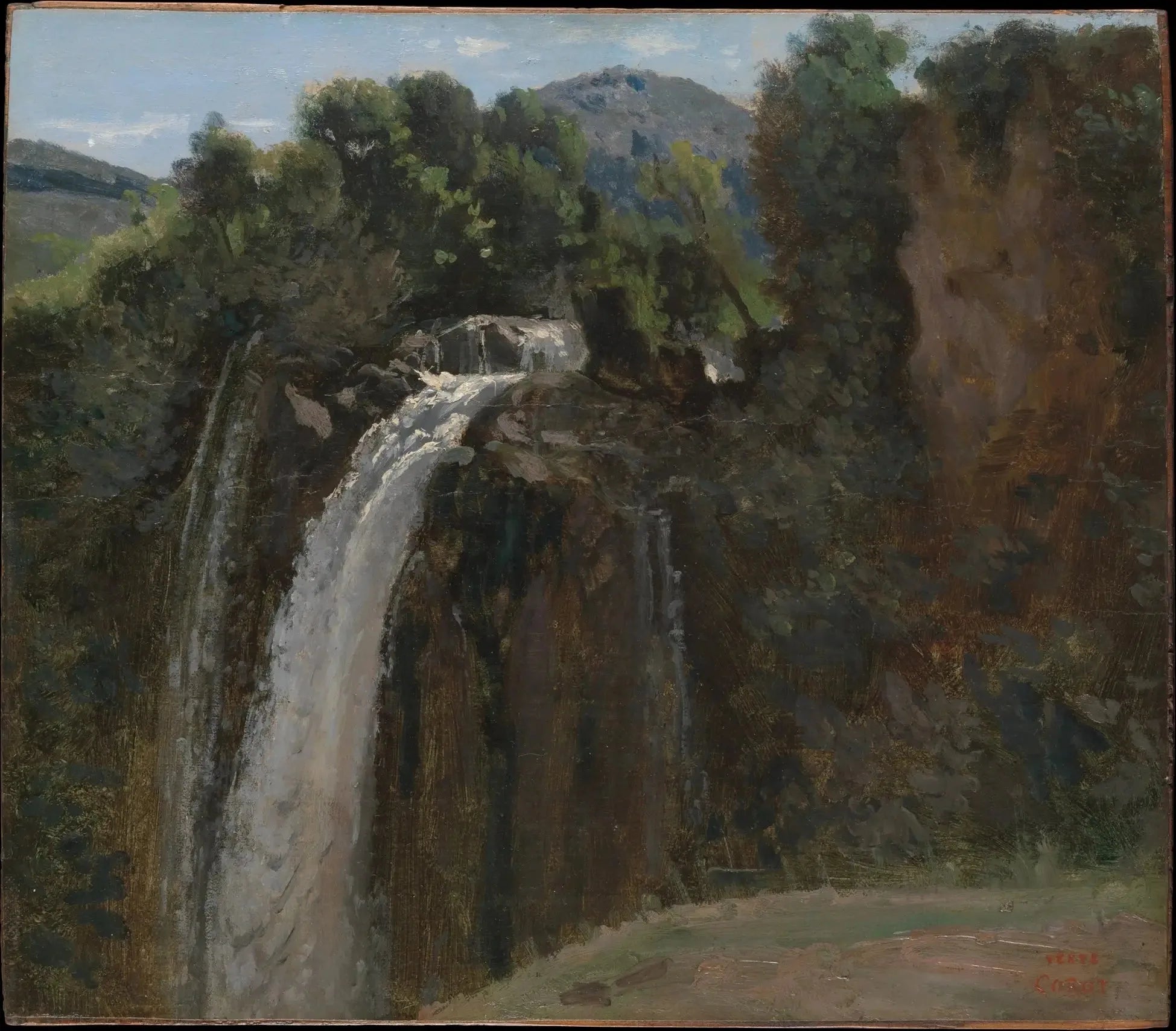 Chute d'eau à Terni - Jean-Baptiste Camille Corot image 1 copie peinte à la main à l’huile
