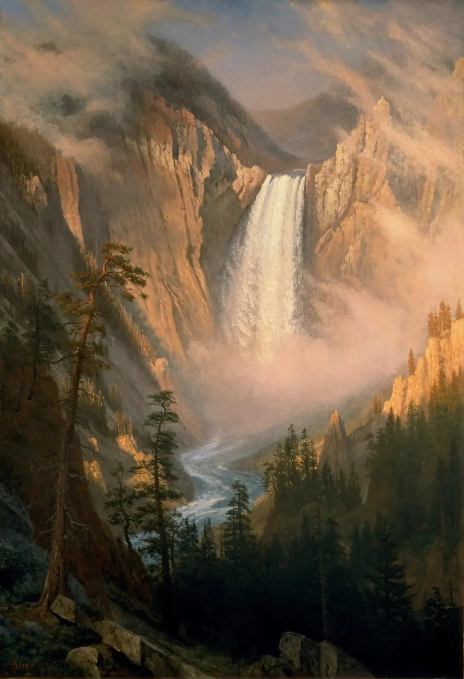 Chutes de Yellowstone - Albert Bierstadt image 1 copie de tableau peinte à la main