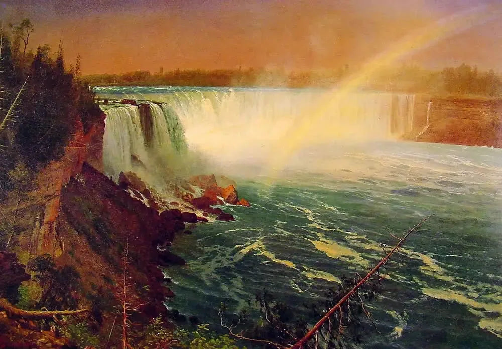 Chutes du Niagara avec arc-en-ciel - Albert Bierstadt image 1 reproduction artisanale de tableau