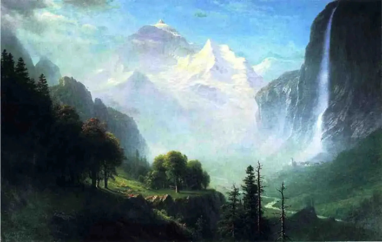 Chutes du Staubbach, près de Lauterbrunnen, Suisse - Albert Bierstadt image 1 copie peinte à la main à l’huile