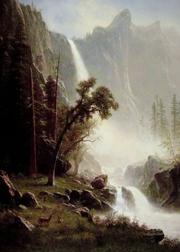 Chutes du Voile de la Mariée, Yosemite - Albert Bierstadt image 1 reproduction de peinture à l’huile