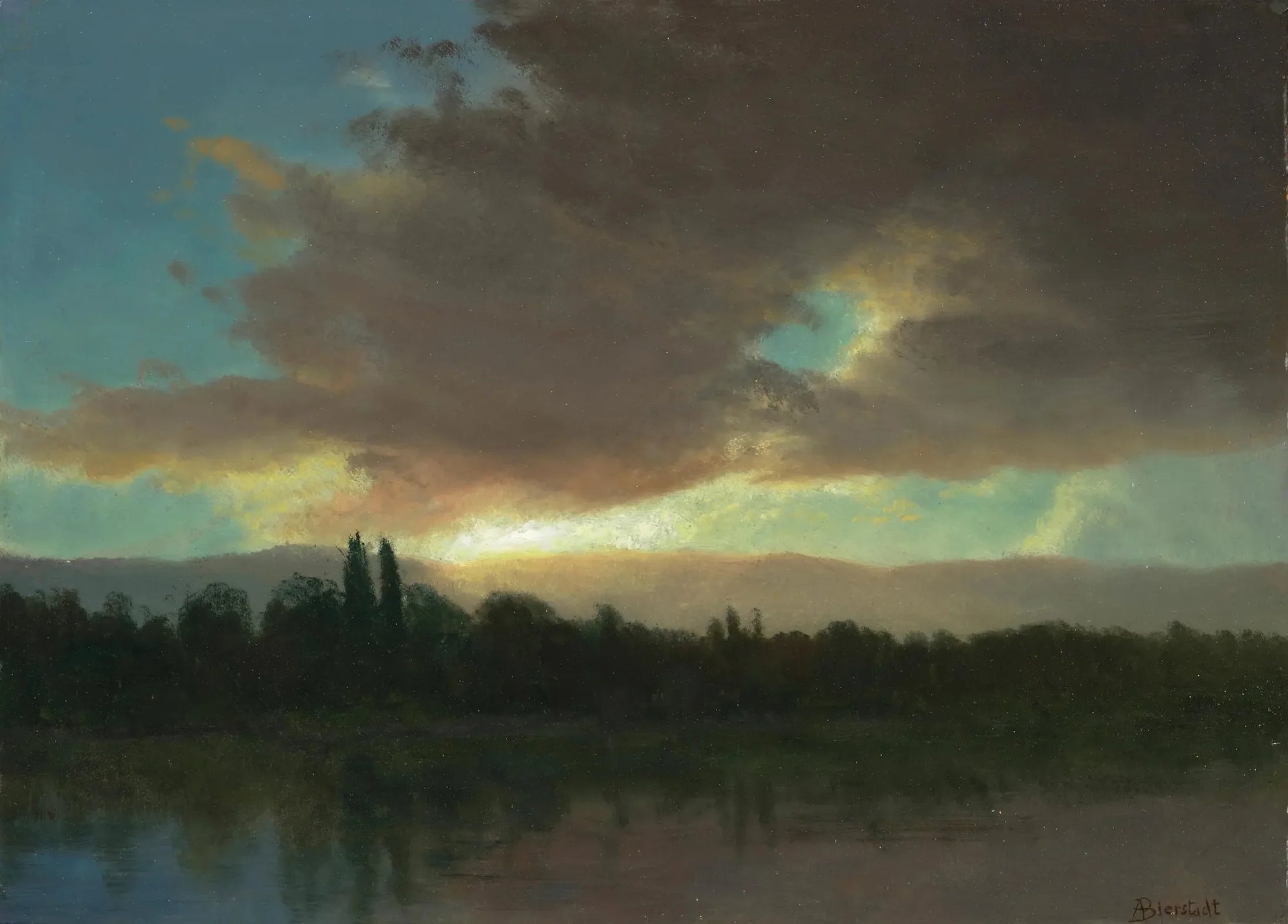 Ciel du soir - Albert Bierstadt image 1 reproduction artisanale de tableau
