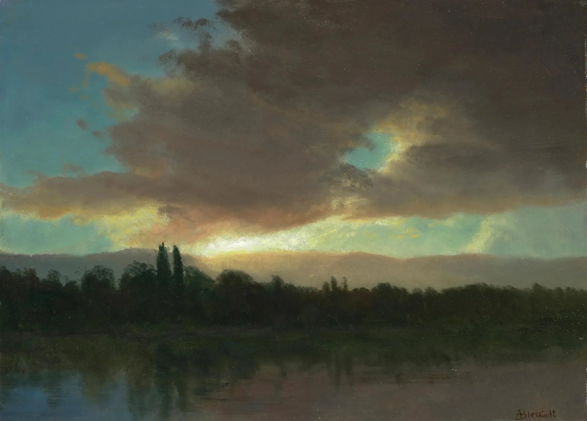 Ciel du soir - Albert Bierstadt image 1 reproduction artisanale de tableau