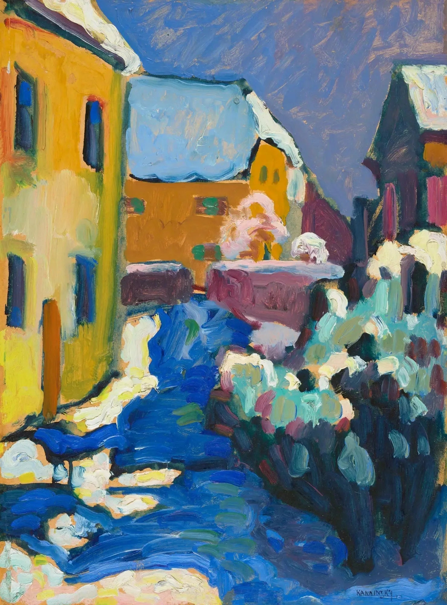 Cimetière et presbytère de Kochel - Vassily Kandinsky image 1 tableau peint à l’huile sur toile