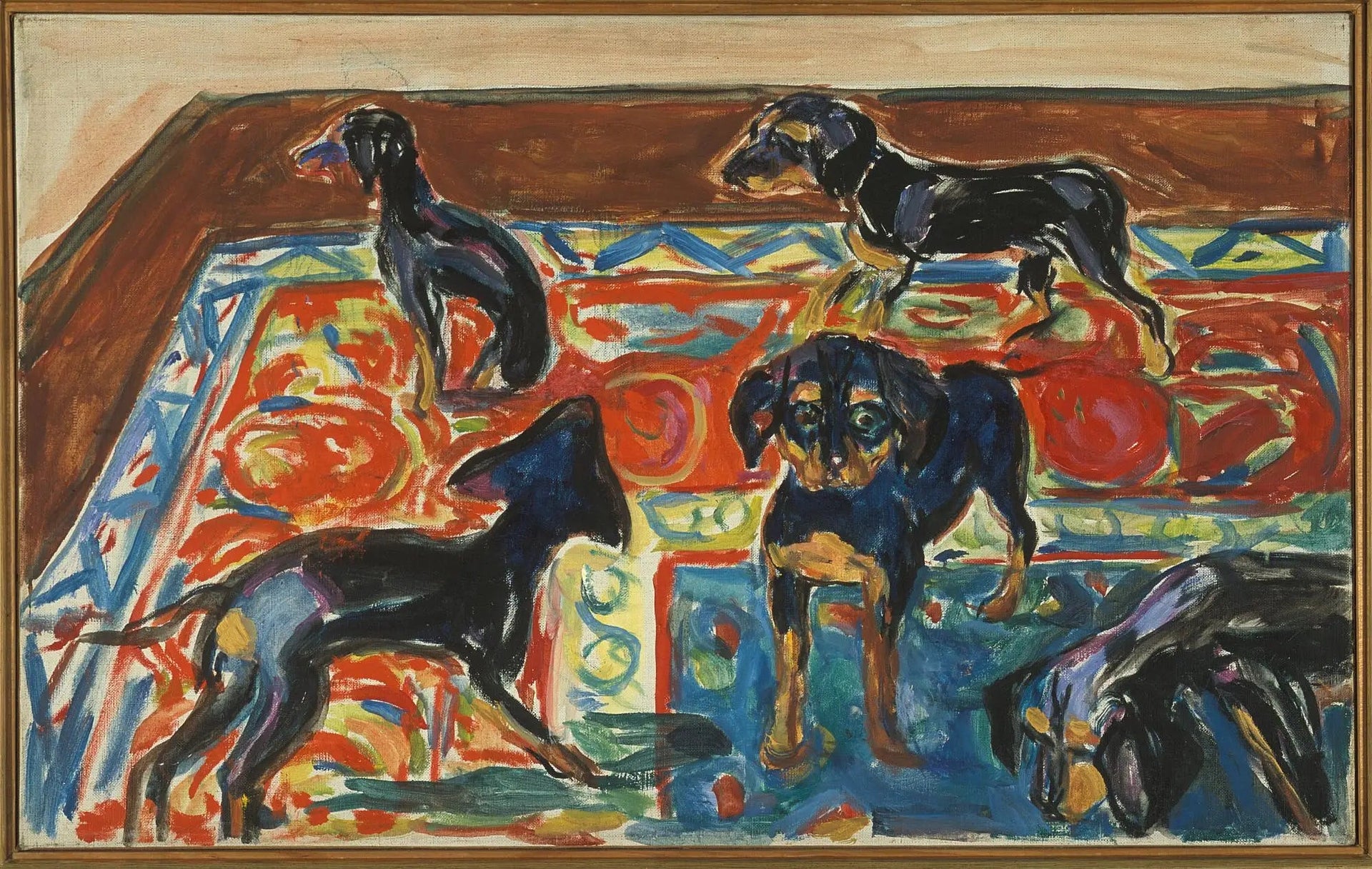 Cinq Chiots sur le tapis - Edvard Munch image 1 tableau peint à l’huile sur toile