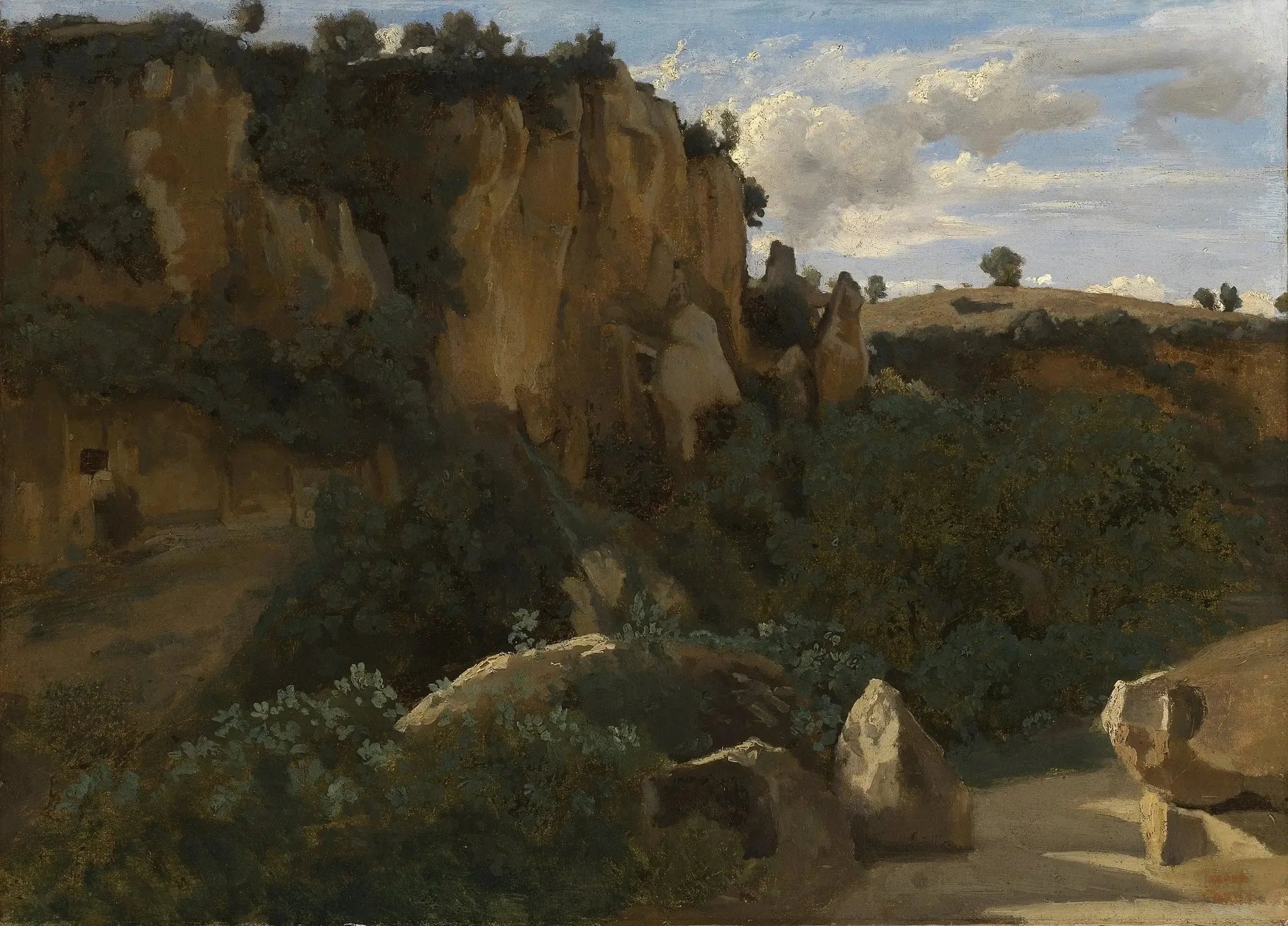 Civita Castellana. Rochers dominant la vallée boisée - Jean-Baptiste Camille Corot image 1 copie de tableau peinte à la main