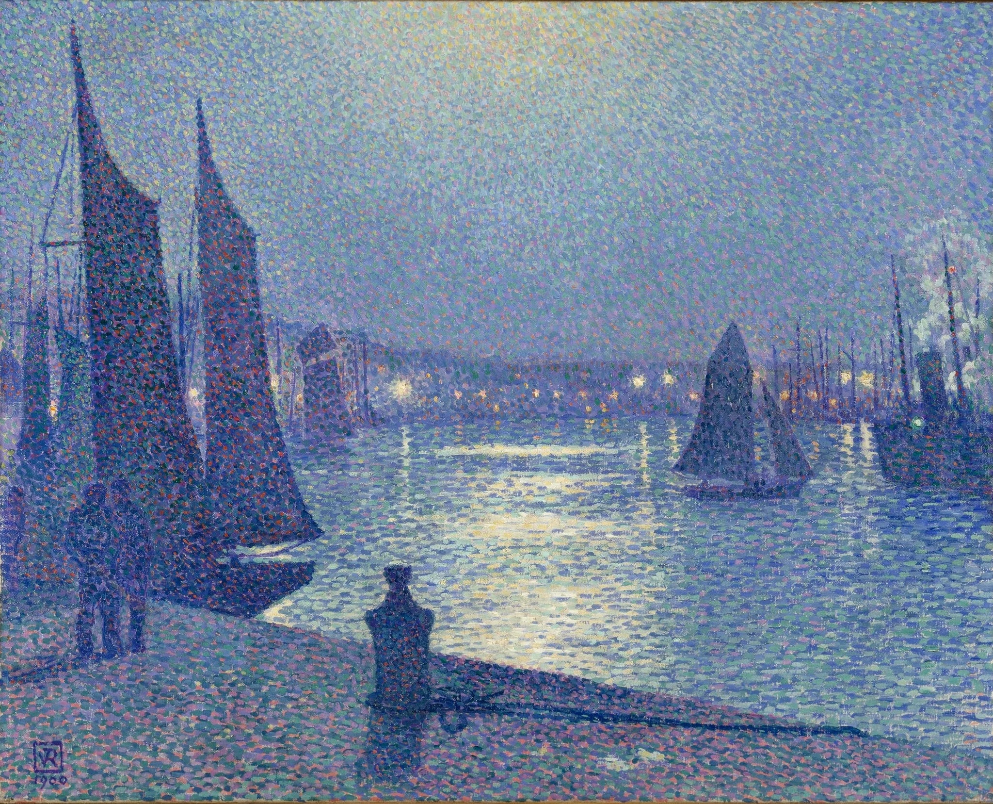 Clair de lune à Boulogne-sur-Mer - Théo van Rysselberghe image 1 reproduction de peinture à l’huile
