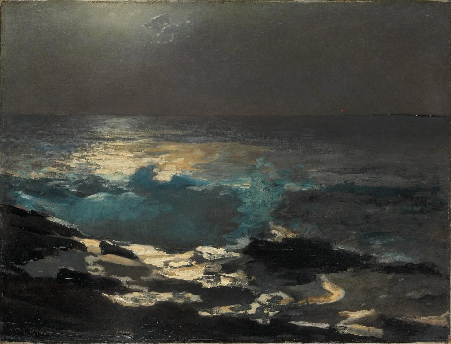 Clair de lune, lumière de l'île de bois - Winslow Homer image 1 tableau peint à l’huile sur toile