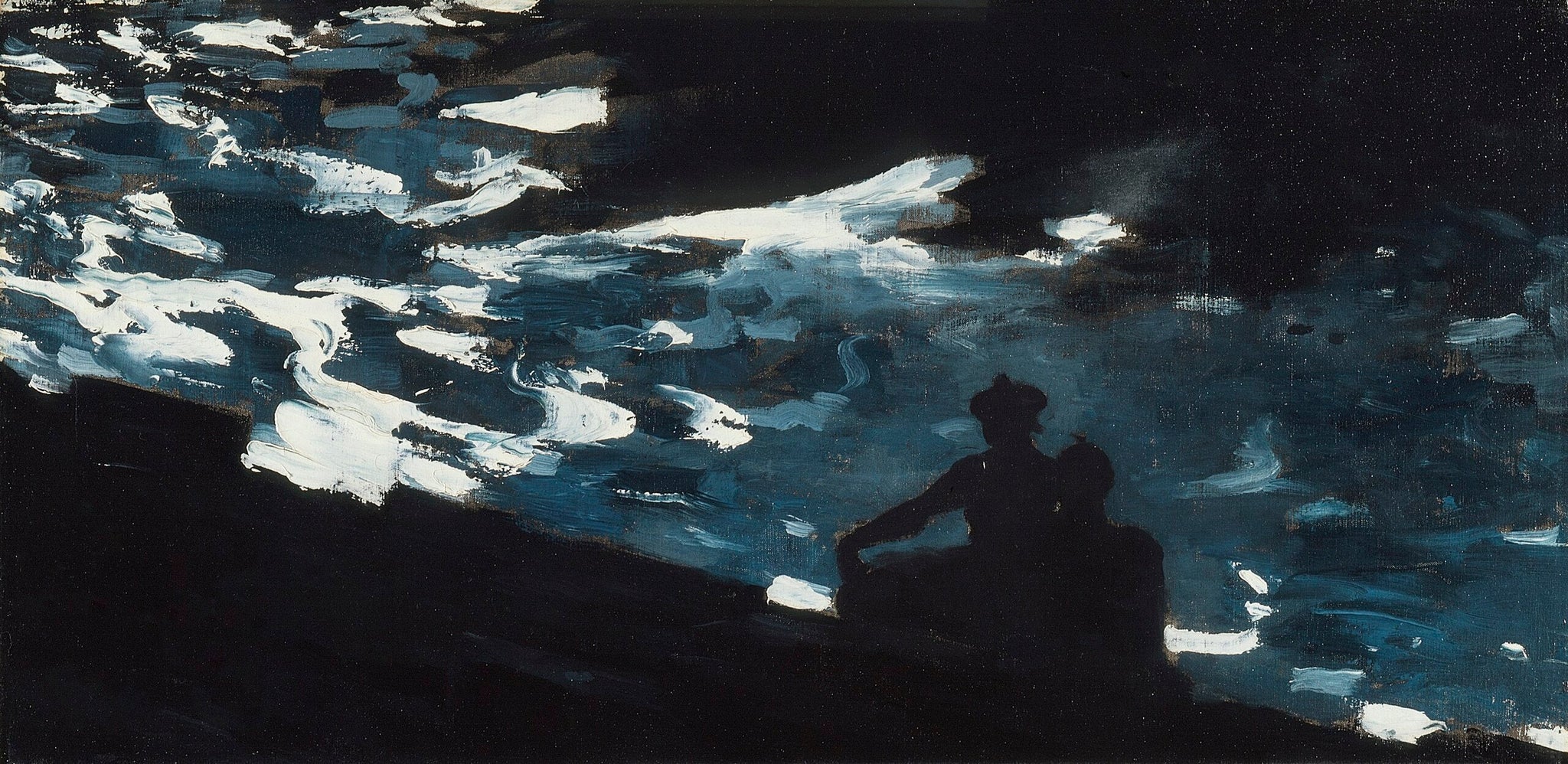 Clair de lune sur l'eau - Winslow Homer image 1 copie de tableau peinte à la main