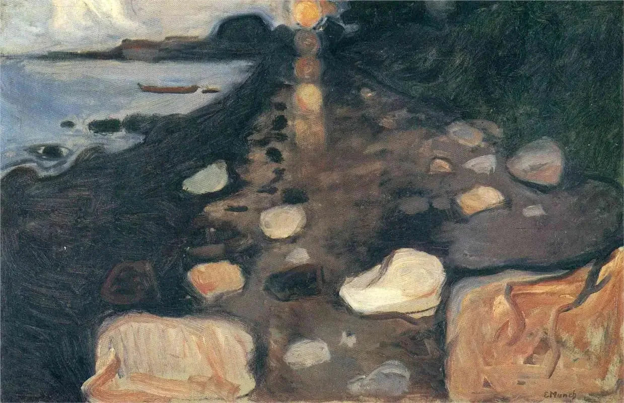 Clair de lune sur la plage - Edvard Munch image 1 reproduction réalisée par Alpha Reproduction