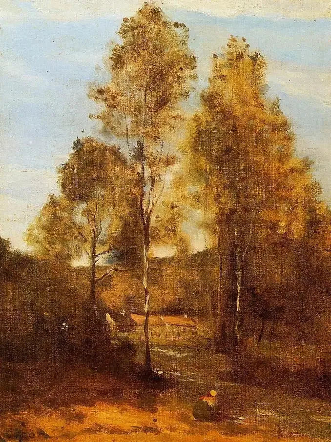 Clairière du Bois Pierre, aux Évaux près de Château-Thierry - Jean-Baptiste Camille Corot image 1 copie de tableau peinte à la main
