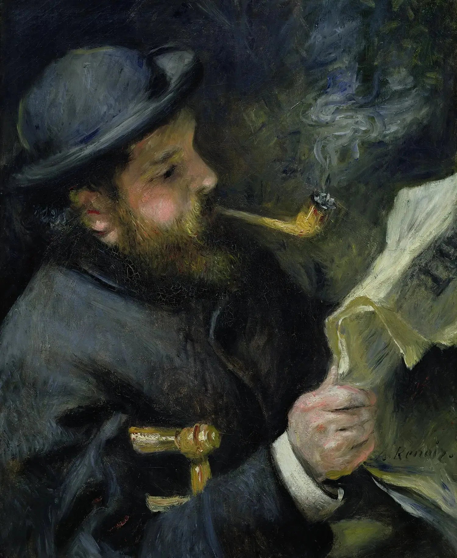 Claude Monet lisant - Pierre-Auguste Renoir image 1 copie peinte à la main à l’huile