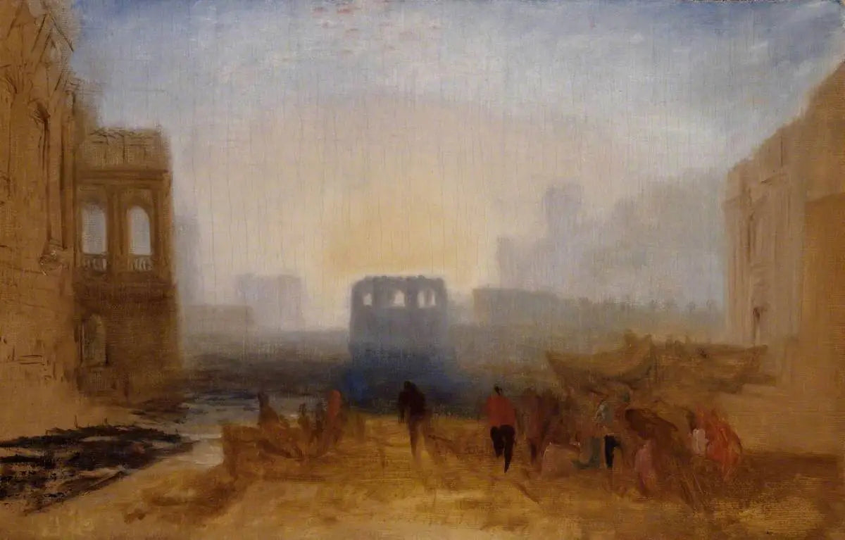 Claudian Harbour Scene: Study for ‘Dido Directing the Equipment of the Fleet’ - J. M. W. Turner image 1 reproduction artisanale de tableau