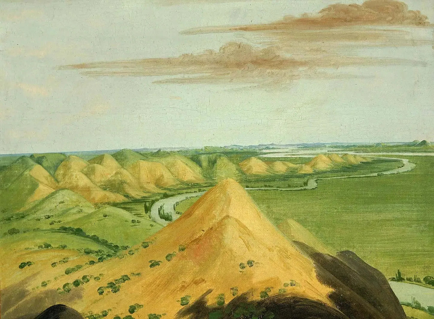Clay Bluffs, à vingt milles au-dessus des Mandans - George Catlin image 1 reproduction de peinture à l’huile