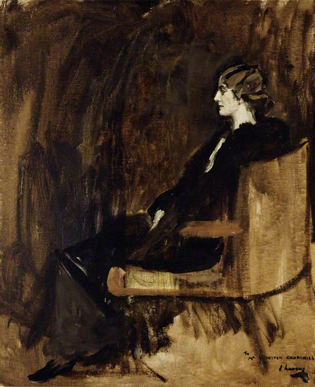 Clémentine Ogilvy Hozier, Lady Churchill (1885-1977) - John Lavery image 1 tableau peint à l’huile sur toile