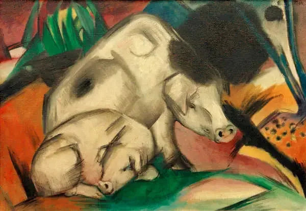 Cochons - Franz Marc image 1 tableau peint à l’huile sur toile