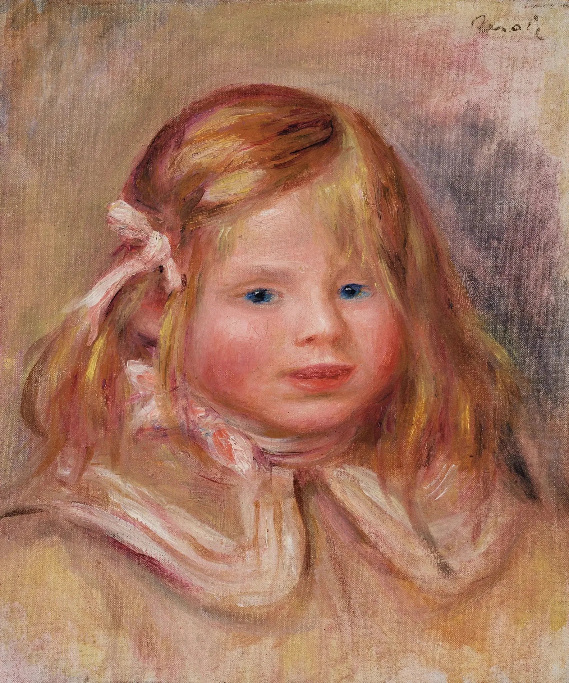 Coco au ruban rose - Pierre-Auguste Renoir image 1 reproduction de peinture à l’huile