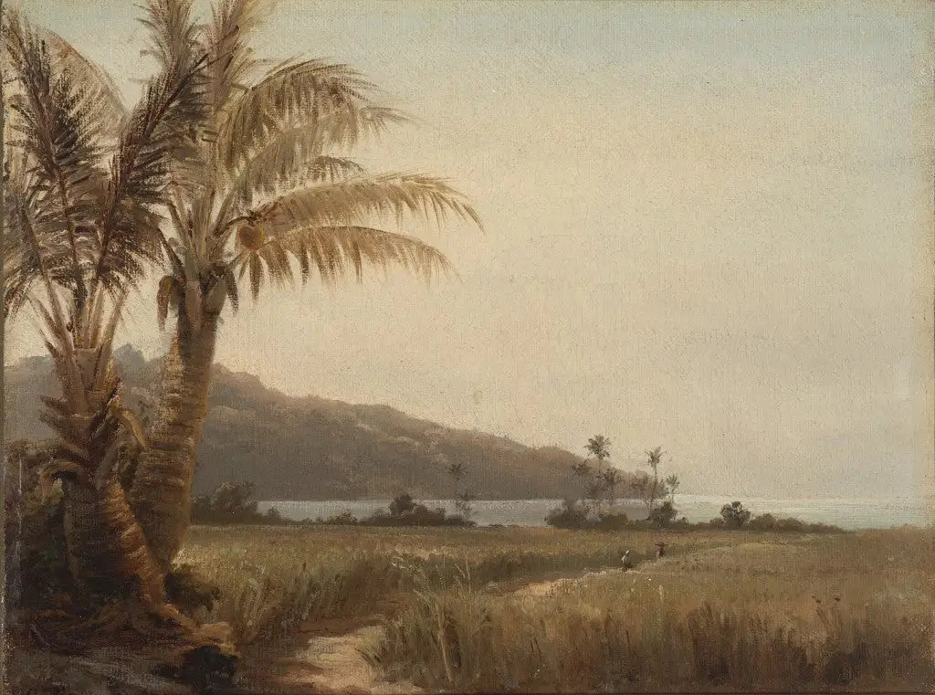 Cocotiers au bord de la mer - Camille Pissarro image 1 reproduction artisanale de tableau