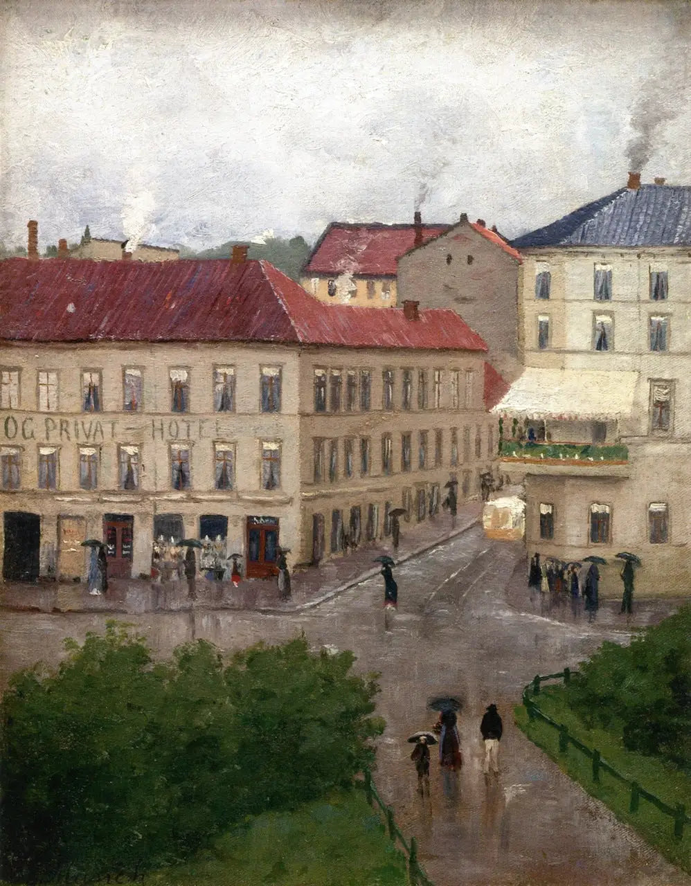 Coin de rue sur Karl Johan, Grand Café - Edvard Munch image 1 copie de tableau peinte à la main